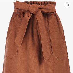 Casual High Waist A Line Skirt Paper Bag Elastic Waist with Pockets XXL
